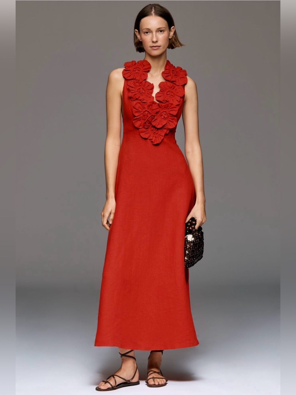 Farm Rio Red 3d Flower Maxi Dress - Picture 6 of 6
